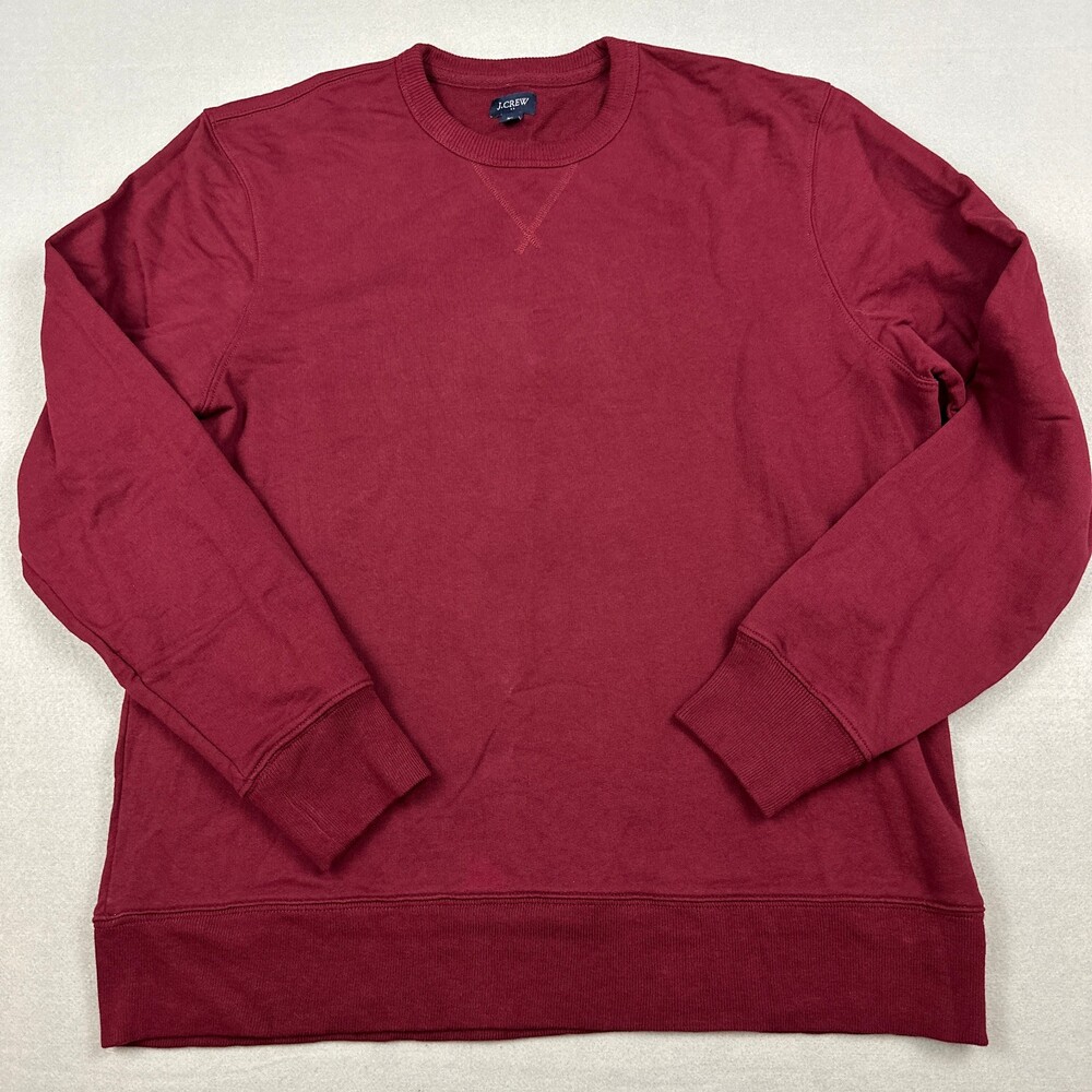 J.Crew Sweater Men Extra Large Burgundy Solid Crewneck Pullover Sweatshirt XL